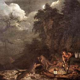 约瑟夫·莱特(Joseph Wright)高清作品:The Earthstopper on the Banks of the Derwent