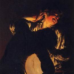 《两个男孩在膀胱上打斗》约瑟夫·莱特(Joseph Wright)高清作品欣赏