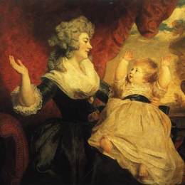 乔舒亚·雷诺兹(Joshua Reynolds)高清作品:Georgiana, Duchess of Devonshire with her Infant Daughter La