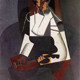 《曼陀林的女人（在柯罗之后）》胡安·格里斯(Juan Gris)高清作品欣赏