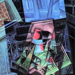 《开窗前的静物（拉维尼安广场）》胡安·格里斯(Juan Gris)高清作品欣赏