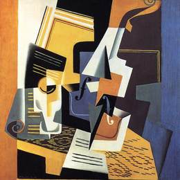 《小提琴与格拉斯》胡安·格里斯(Juan Gris)高清作品欣赏