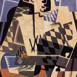 《吉他伴奏的丑角》胡安·格里斯(Juan Gris)高清作品欣赏