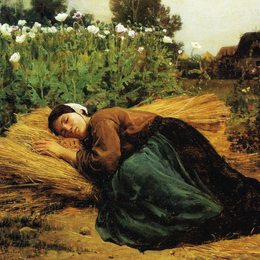 《田野里的休息》朱利叶斯·布雷顿(Jules Breton)高清作品欣赏