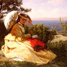 《女人的伞》朱利叶斯·布雷顿(Jules Breton)高清作品欣赏