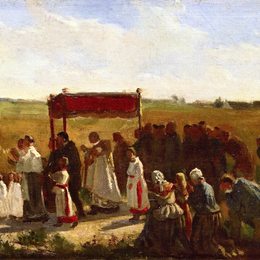 《阿图斯小麦的祝福（研究）》朱利叶斯·布雷顿(Jules Breton)高清作品欣赏