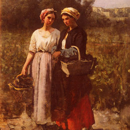 《拉格朗日庄园的葡萄收获》朱利叶斯·布雷顿(Jules Breton)高清作品欣赏