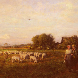 《牧羊人》朱利叶斯·布雷顿(Jules Breton)高清作品欣赏