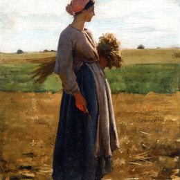 《田野里的年轻女人》朱利叶斯·布雷顿(Jules Breton)高清作品欣赏