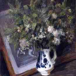 《代尔夫特水罐里的花》朱利安·奥尔登·威尔(Julian Alden Weir)高清作品欣赏