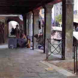 《威尼斯市场场景》朱利叶斯·勒布朗·斯图尔特(Julius LeBlanc Stewart)高清作品欣赏
