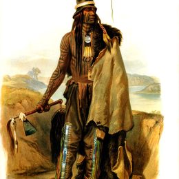 卡尔博德默(Karl Bodmer)高清作品:Abdih Hiddisch, Mandan Chief