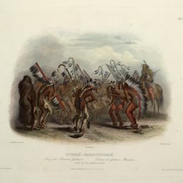 卡尔博德默(Karl Bodmer)高清作品:Ischoh&amp;amp? Kakoschochat&amp;amp? Dance of the Mandan