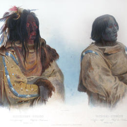 卡尔博德默(Karl Bodmer)高清作品:Mehkskeme-Sukahs, Blackfoot Chief and Tatsicki-Stomick, Piek