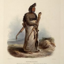 卡尔博德默(Karl Bodmer)高清作品:Mexkemahuastan, Chief of the Gros-Ventres of the Prairies, p