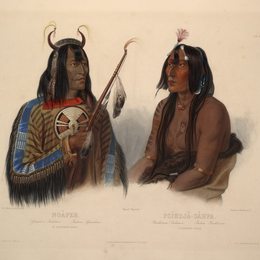 卡尔博德默(Karl Bodmer)高清作品:Noapeh, an Assiniboin Indian and Psihdja-Sahpa, a Yanktonan