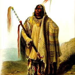 卡尔博德默(Karl Bodmer)高清作品:Pehriska Ruhpa Minatarre or Big Bellied Indian