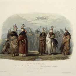 卡尔博德默(Karl Bodmer)高清作品:Ptihn-Tak-Ochata, Dance of the Mandan Women, plate 28 from V