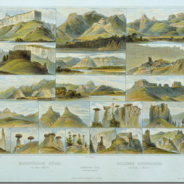 卡尔博德默(Karl Bodmer)高清作品:Remarkable Hills on the Upper Missouri, plate 34 from Volume