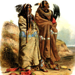 卡尔博德默(Karl Bodmer)高清作品:Sih-Chida and Mahchsi-Karehde, Mandan Indians, plate 20 from