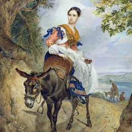 卡尔·布留洛夫(Karl Bryullov)高清作品:Portrait of O. P. Ferzen on a Donkeyback