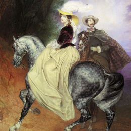 《叶的肖像。Mussart和E. Mussart。（骑手）》卡尔·布留洛夫(Karl Bryullov)高清作品欣赏