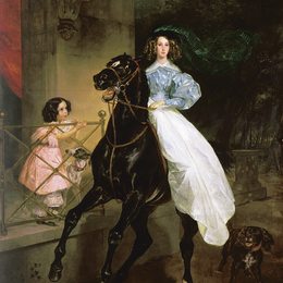 卡尔·布留洛夫(Karl Bryullov)高清作品:Rider. Portrait of Giovanina and Amacilia Pacini, the Foster