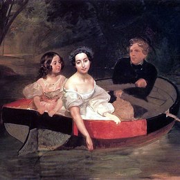 卡尔·布留洛夫(Karl Bryullov)高清作品:Self-portrait with Baroness Ye. N. Meller-Zakomelskaya and a