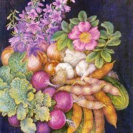 卡特尼亚比洛克(Kateryna Bilokur)高清作品:Still life &amp;ampquotFlowers and Vegetables&amp;ampquot