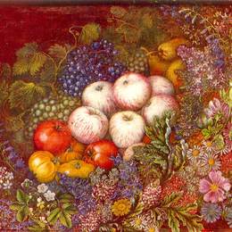 卡特尼亚比洛克(Kateryna Bilokur)高清作品:Still life &amp;ampquotFlowers, apples, tomatoes&amp;ampquot