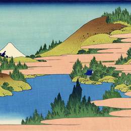 葛饰北斋(Katsushika Hokusai)高清作品:The lake of Hakone in the Segami province