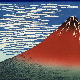 《富士山，晴朗的天气（红富士山）》葛饰北斋(Katsushika Hokusai)高清作品欣赏