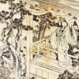 《一个神道神社舞的场景》葛饰北斋(Katsushika Hokusai)高清作品欣赏