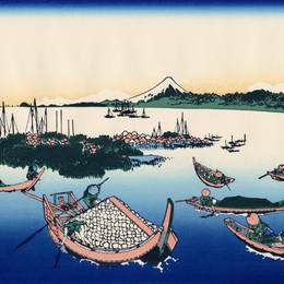 葛饰北斋(Katsushika Hokusai)高清作品:Tsukada Island in the Musashi province