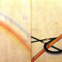 《在竹竿上蜷缩着一只麻雀》葛饰北斋(Katsushika Hokusai)高清作品欣赏