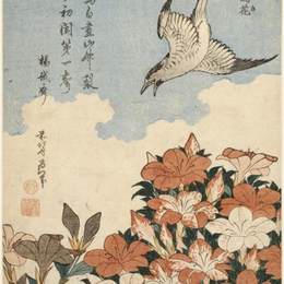 《杜鹃和杜鹃花》葛饰北斋(Katsushika Hokusai)高清作品欣赏