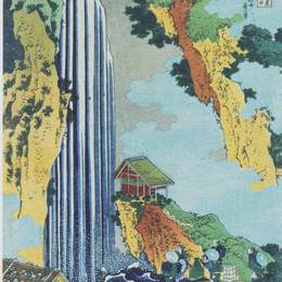 葛饰北斋(Katsushika Hokusai)高清作品:Ono waterfall at Kisokaido