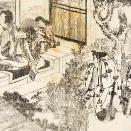 《一个男人注视着一个美丽的女人》葛饰北斋(Katsushika Hokusai)高清作品欣赏