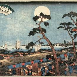 溪斋英泉(Keisai Eisen)高清作品:Autumn Moon over Atago Hill (Atagosan no aki no tsuki) from