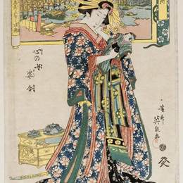 溪斋英泉(Keisai Eisen)高清作品:from the series T&amp;amp?to meisho, Kokoro no nazo sugata