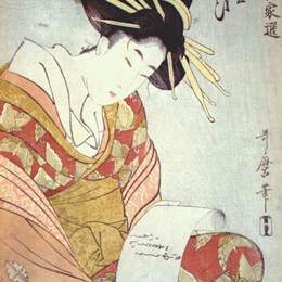 《妓女写信》喜多川歌麿(Kitagawa Utamaro)高清作品欣赏