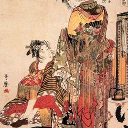 《风情万种野玫瑰》喜多川歌麿(Kitagawa Utamaro)高清作品欣赏