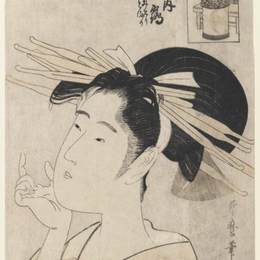 喜多川歌麿(Kitagawa Utamaro)高清作品:Midori of the Hinataka, from The Hour of the Rat