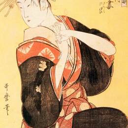 《桥与贝尔德的一幕》喜多川歌麿(Kitagawa Utamaro)高清作品欣赏