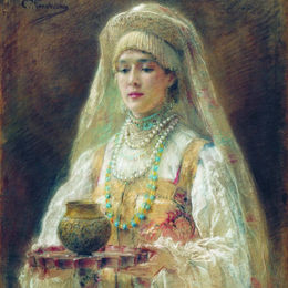 《蜂蜜杯》康斯坦丁·马科夫斯基(Konstantin Makovsky)高清作品欣赏