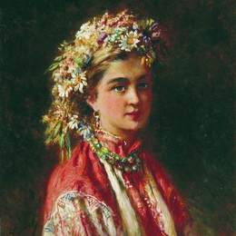 《戴王冠的女孩》康斯坦丁·马科夫斯基(Konstantin Makovsky)高清作品欣赏