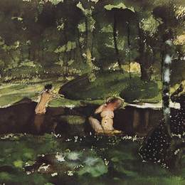 《沐浴》康斯坦丁·索莫夫(Konstantin Somov)高清作品欣赏