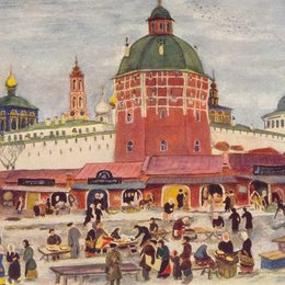 康斯坦丁·由安(Konstantin Yuon)高清作品:Troitse-Sergiyev Monastery