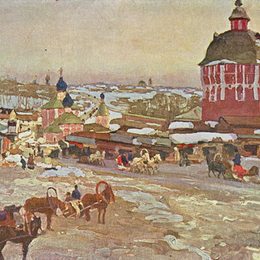 《扎戈尔斯克。市集广场》康斯坦丁·由安(Konstantin Yuon)高清作品欣赏