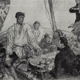 库兹马·彼得罗夫(Kuzma Petrov-Vodkin)高清作品:Sketch panel Stepan Razin